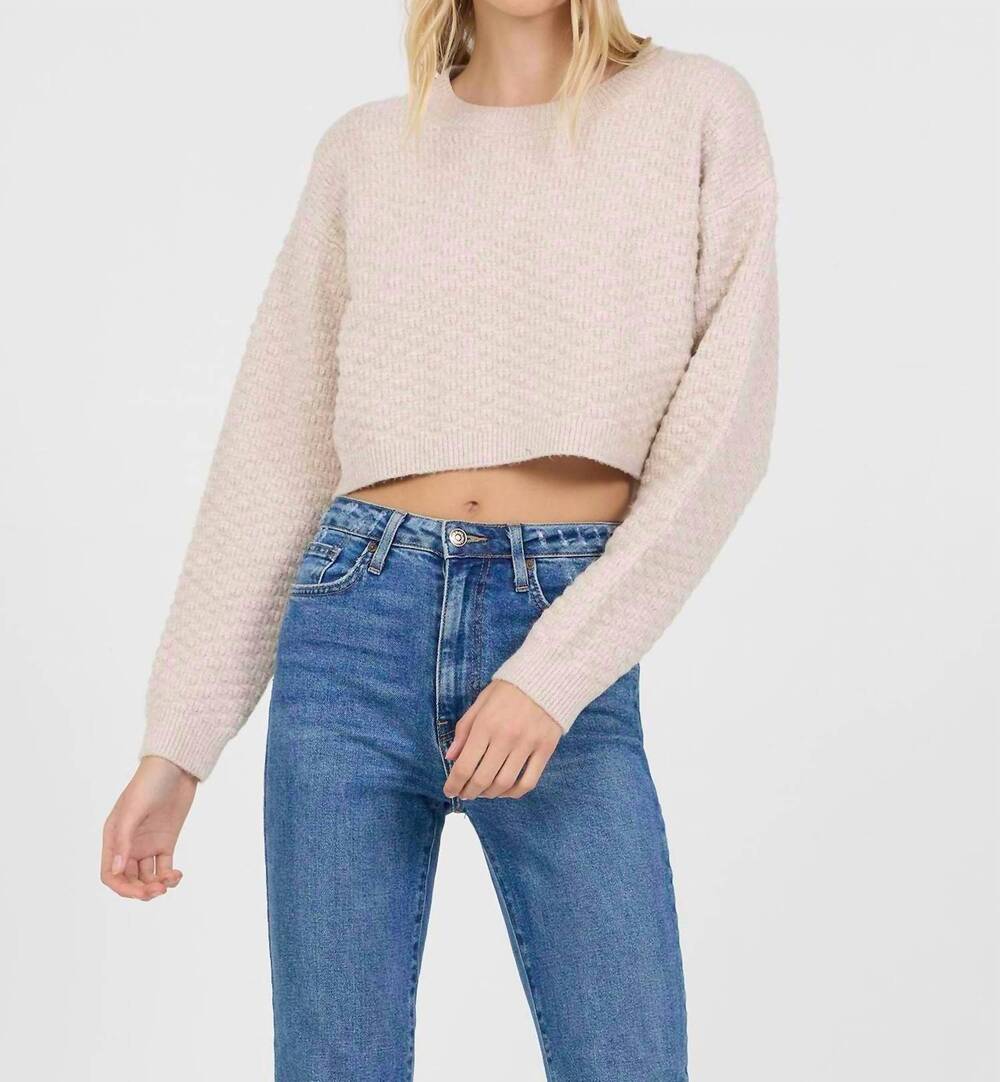 NEW STITCHES & STRIPES elio cropped pullover in tan chalk mix